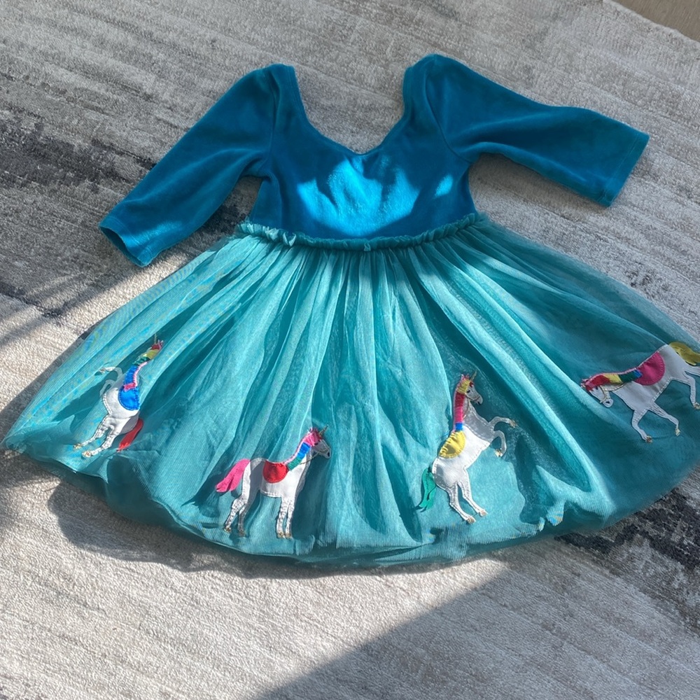 Childrens Teal Mini Bowden dress 2-3 yrs